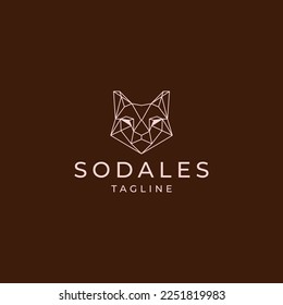Cat head geometric polygonal logo vector icon design template