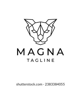 Cat head geometric polygonal logo vector icon design template