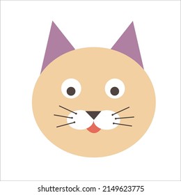 Cat head from geometric shapes on a white background. Vector illustration in flat style