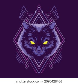 Cat head geometry style illustration