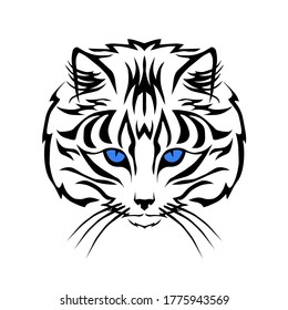 Cat head graphic design vector animal illustration for t-shirt. Sketch tattoo design.