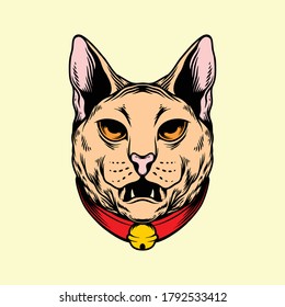 cat head hand drawing style
