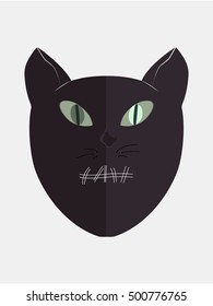 cat head he keeps secret. Vector sign illustration.