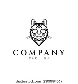 Cat head hipster vintage logo design vector illustration