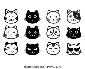 Cute Cartoon Cat Doodle Set Funny Stock Vector (Royalty Free) 687374530