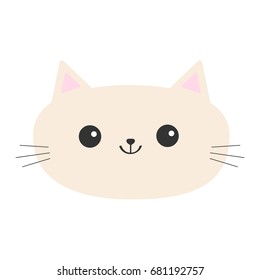 Cat head icon. Cute funny cartoon character. Happy emotion. Kitty Kitten Whisker Baby pet collection. White background. Isolated. Flat design. Vector illustration