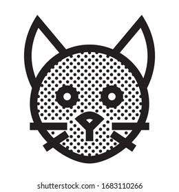 Cat Head. Icon Filled with Dots.