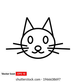 Cat head icon. Flat style vector graphic art illustration, clip art isolated on white background.