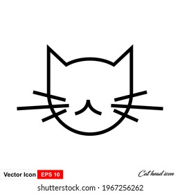 Cat head icon. Flat style vector graphic art illustration, clip art isolated on white background.
