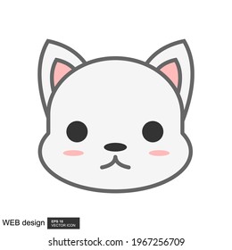 Icono de cabeza de gato. Ilustración de arte gráfico vectorial de estilo plano, imagen de clip aislada en fondo blanco.