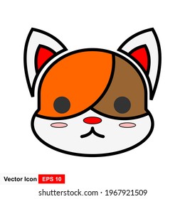 Cat head icon. Flat style vector graphic art illustration, clip art isolated on white background.
