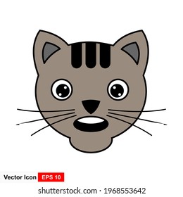 Cat head icon. Flat style vector graphic art illustration, clip art isolated on white background.