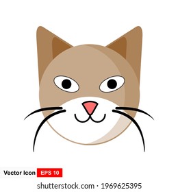 Cat head icon. Flat style vector graphic art illustration, clip art isolated on white background.