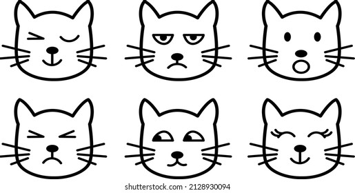 Cat head icon. Hand drawn isolated vector illustration in doodle style on white background
