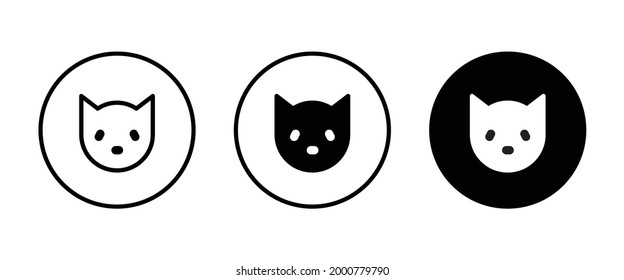 cat head icon, kitten icons button, vector, sign, symbol, logo, illustration, editable stroke, flat design style isolated on white