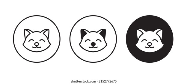 icono de cabeza de gato, botón de iconos de gatito, vector, signo, símbolo, logotipo, ilustración, trazo editable, estilo de diseño plano aislado en blanco