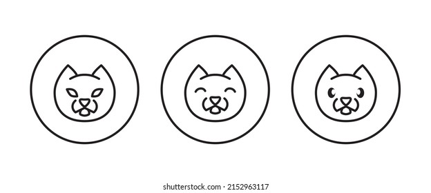 cat head icon, kitten icons button, vector, sign, symbol, logo, illustration, editable stroke, flat design style isolated on white