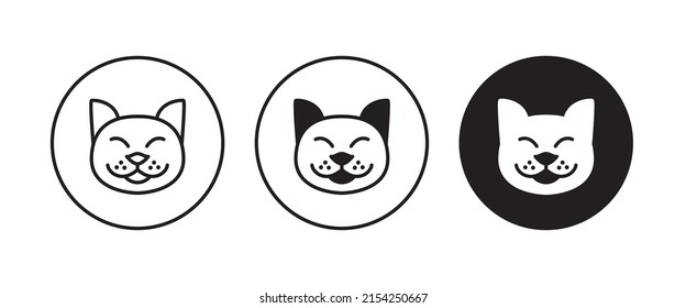 cat head icon, kitten icons button, vector, sign, symbol, logo, illustration, editable stroke, flat design style isolated on white