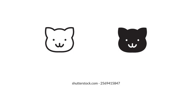 cat head icon, kitten icons button, vector, sign, symbol, logo, illustration, editable stroke, flat design style isolated on white