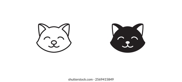 cat head icon, kitten icons button, vector, sign, symbol, logo, illustration, editable stroke, flat design style isolated on white