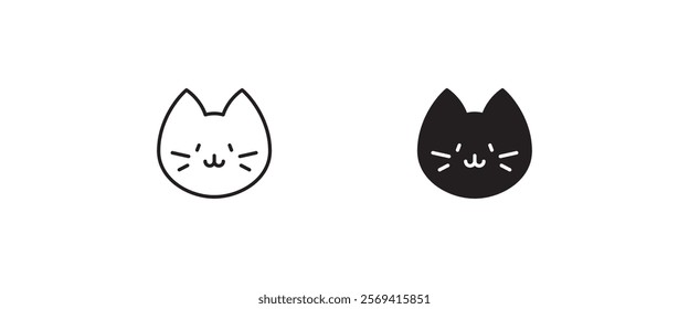 cat head icon, kitten icons button, vector, sign, symbol, logo, illustration, editable stroke, flat design style isolated on white