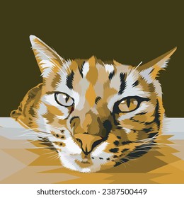 cat head icon on pop art style