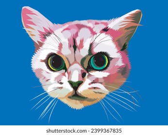 cat head icon on pop art style. vector illustration.