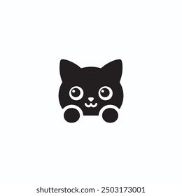 Cat head icon, silhouette vector with white background, vector cat head