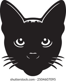 Ilustración vectorial de silueta de icono de cabeza de gato