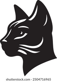 Ilustración vectorial de silueta de icono de cabeza de gato