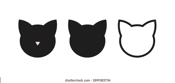 Cat head icons set. Vector illustration.