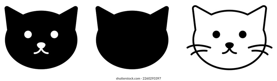 Cat head icons set. Vector illustration