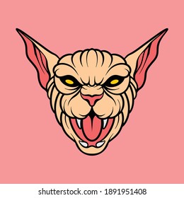 cat head illustration for commercial use