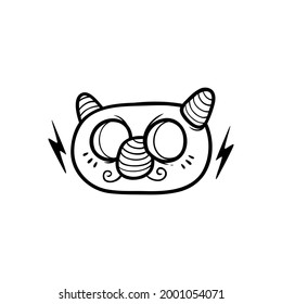 ilustración de la cabeza del gato con el concepto de dibujo manual o garabato