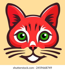 Cat head - illustration, logo design, vector symbol — Red Cat

