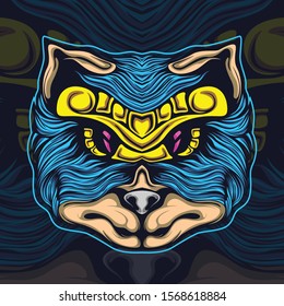 cat head illustration on dark background