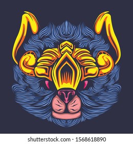 cat head illustration on dark background