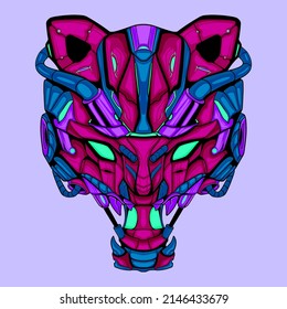Cat head illustration robot vector