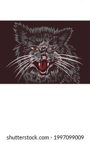 Cat Head Illustration For T-shirt Screen Printing, Simple Vector Design