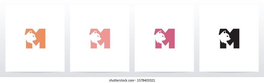 Cat Head Inside Letter Logo Design M