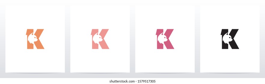 Cat Head Inside Letter Logo Design K
