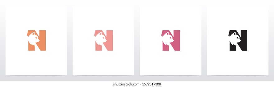 Cat Head Inside Letter Logo Design N