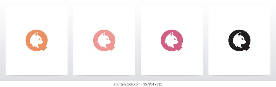 Cat Head Inside Letter Logo Design Q