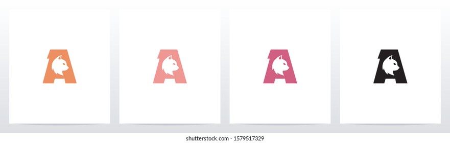 Cat Head Inside Letter Logo Design A
