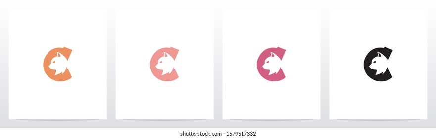 Cat Head Inside Letter Logo Design C
