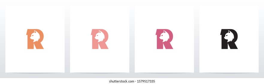 Cat Head Inside Letter Logo Design R
