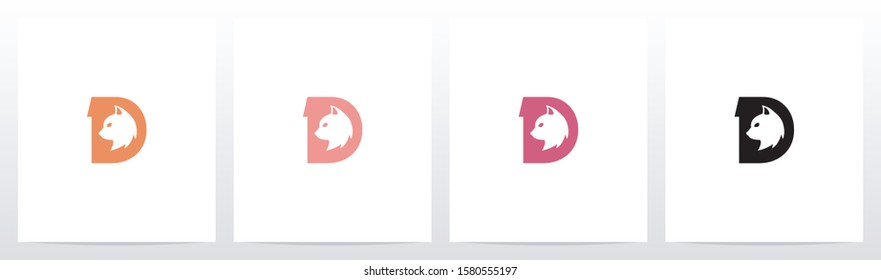 Cat Head Inside Letter Logo Design D