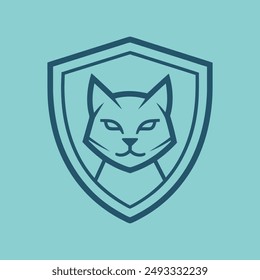 Cat head inside shield vector illustration