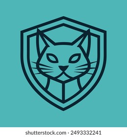 Cat head inside shield vector illustration