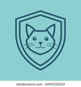 Cat head inside shield vector illustration